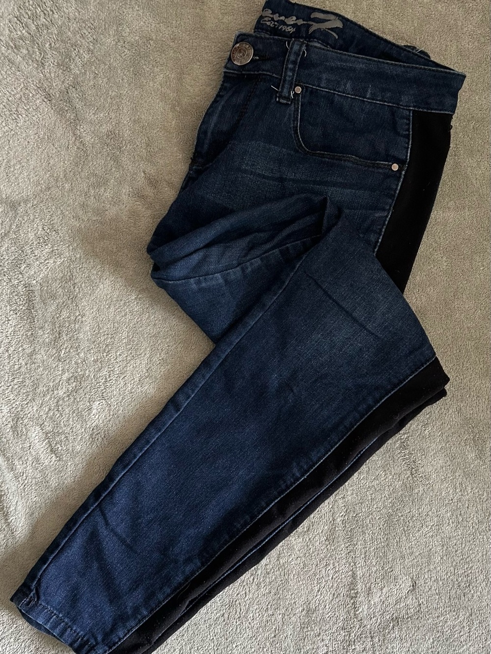 Seven7 Dark Blue Skinny Jeans with Black Side Stripe